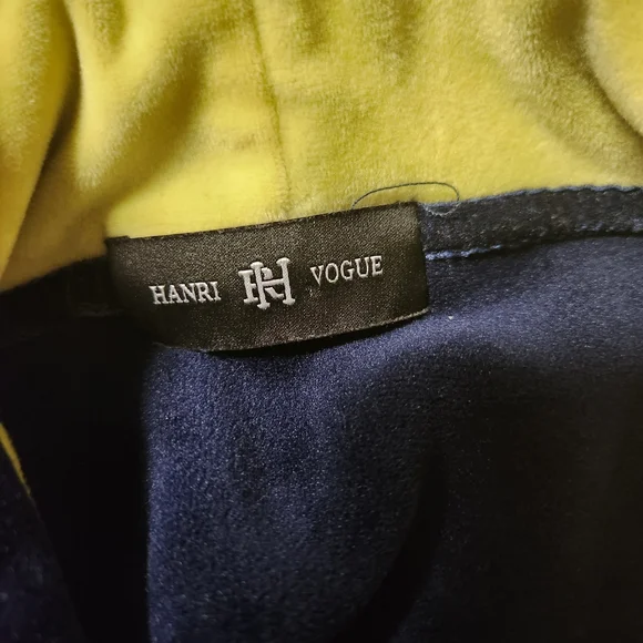 Navy Blue and Yellow Women's Hoodie Sweater - Picture 7 of 12